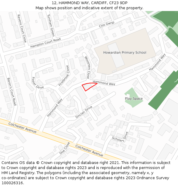 12, HAMMOND WAY, CARDIFF, CF23 9DP: Location map and indicative extent of plot
