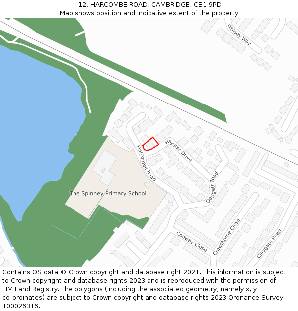 12, HARCOMBE ROAD, CAMBRIDGE, CB1 9PD: Location map and indicative extent of plot