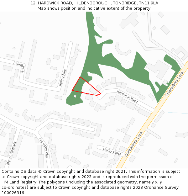 12, HARDWICK ROAD, HILDENBOROUGH, TONBRIDGE, TN11 9LA: Location map and indicative extent of plot