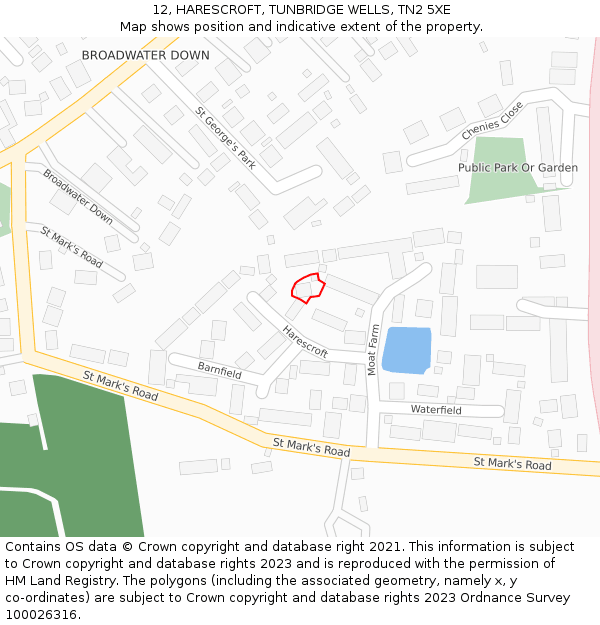 12, HARESCROFT, TUNBRIDGE WELLS, TN2 5XE: Location map and indicative extent of plot