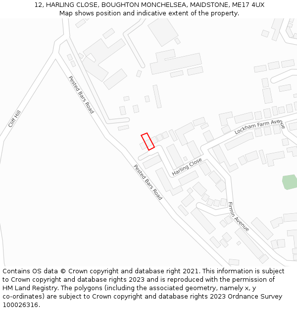 12, HARLING CLOSE, BOUGHTON MONCHELSEA, MAIDSTONE, ME17 4UX: Location map and indicative extent of plot