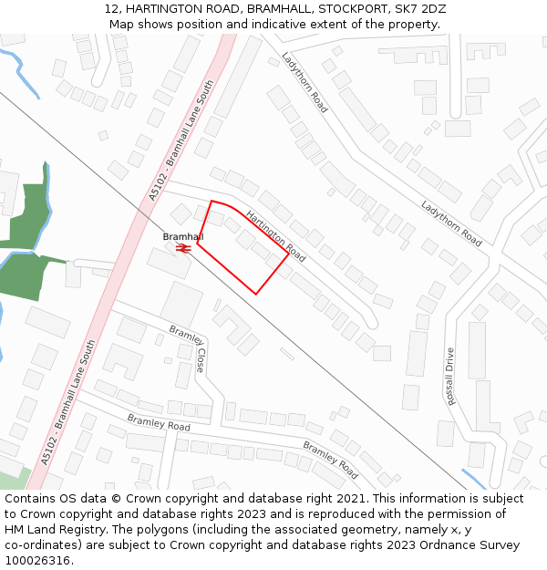 12, HARTINGTON ROAD, BRAMHALL, STOCKPORT, SK7 2DZ: Location map and indicative extent of plot