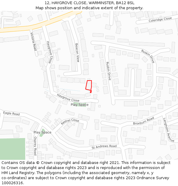 12, HAYGROVE CLOSE, WARMINSTER, BA12 8SL: Location map and indicative extent of plot