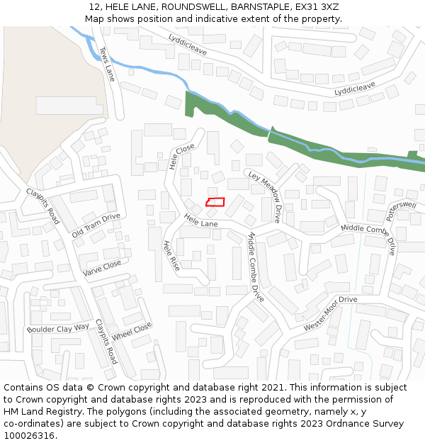 12, HELE LANE, ROUNDSWELL, BARNSTAPLE, EX31 3XZ: Location map and indicative extent of plot