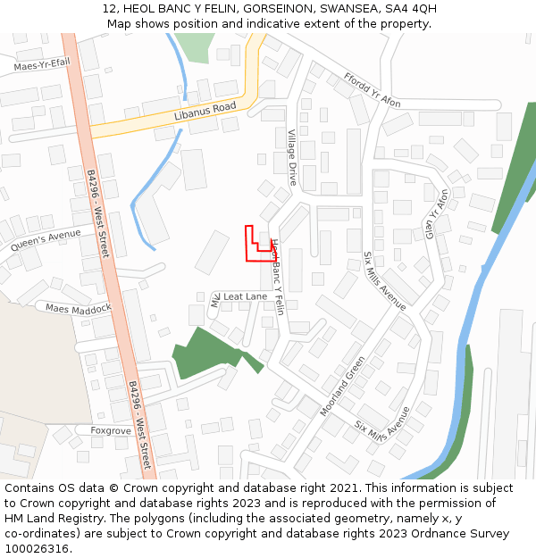 12, HEOL BANC Y FELIN, GORSEINON, SWANSEA, SA4 4QH: Location map and indicative extent of plot