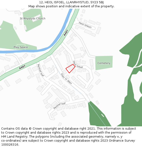 12, HEOL ISFOEL, LLANRHYSTUD, SY23 5BJ: Location map and indicative extent of plot