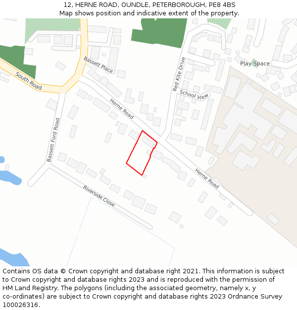 12, HERNE ROAD, OUNDLE, PETERBOROUGH, PE8 4BS: Location map and indicative extent of plot