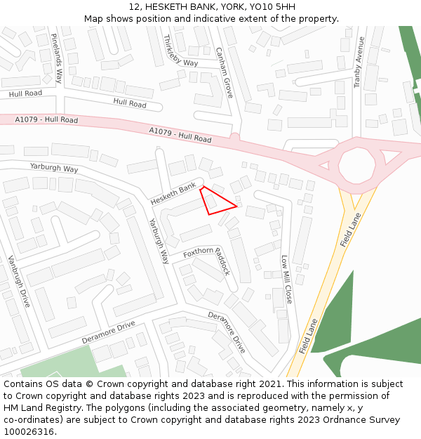 12, HESKETH BANK, YORK, YO10 5HH: Location map and indicative extent of plot