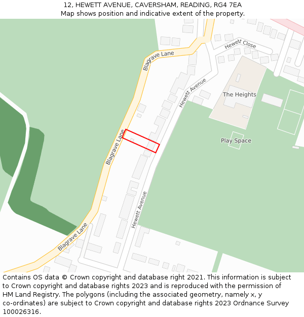 12, HEWETT AVENUE, CAVERSHAM, READING, RG4 7EA: Location map and indicative extent of plot