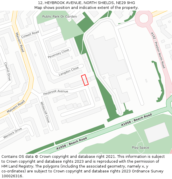 12, HEYBROOK AVENUE, NORTH SHIELDS, NE29 9HG: Location map and indicative extent of plot