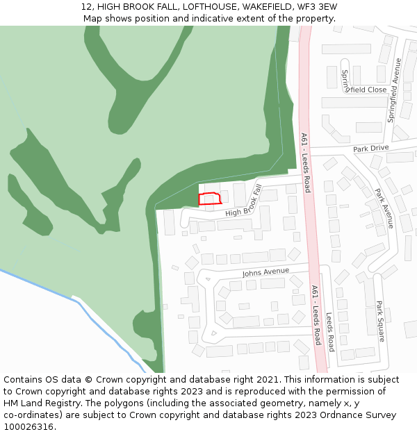 12, HIGH BROOK FALL, LOFTHOUSE, WAKEFIELD, WF3 3EW: Location map and indicative extent of plot