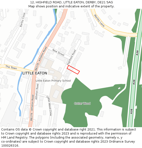 12, HIGHFIELD ROAD, LITTLE EATON, DERBY, DE21 5AG: Location map and indicative extent of plot