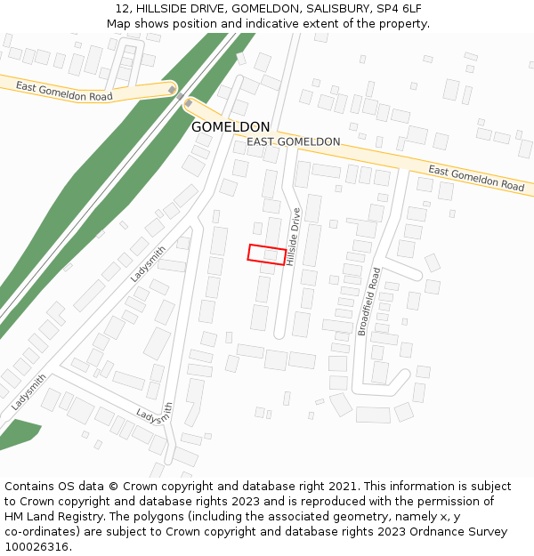 12, HILLSIDE DRIVE, GOMELDON, SALISBURY, SP4 6LF: Location map and indicative extent of plot