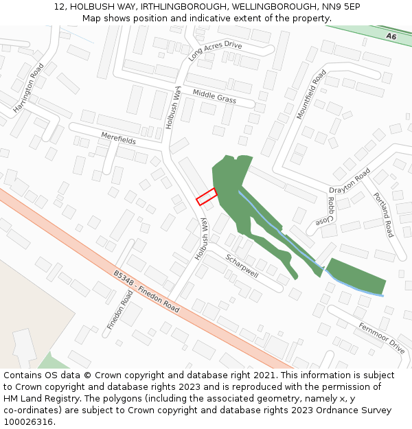 12, HOLBUSH WAY, IRTHLINGBOROUGH, WELLINGBOROUGH, NN9 5EP: Location map and indicative extent of plot