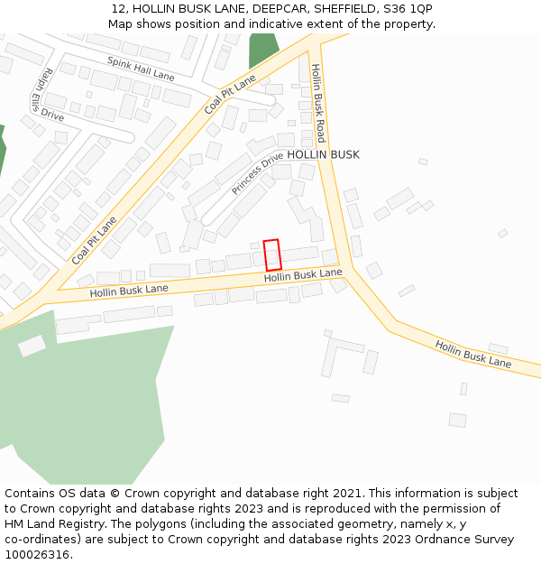 12, HOLLIN BUSK LANE, DEEPCAR, SHEFFIELD, S36 1QP: Location map and indicative extent of plot