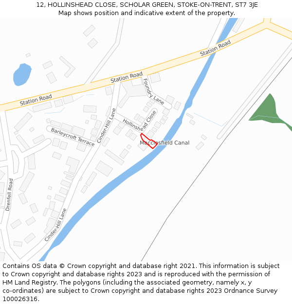 12, HOLLINSHEAD CLOSE, SCHOLAR GREEN, STOKE-ON-TRENT, ST7 3JE: Location map and indicative extent of plot