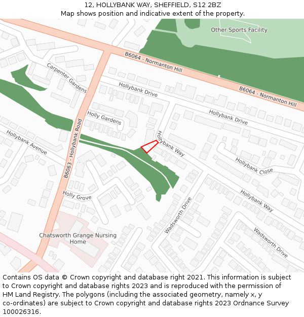 12, HOLLYBANK WAY, SHEFFIELD, S12 2BZ: Location map and indicative extent of plot