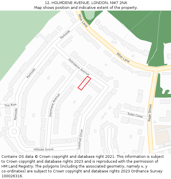 12, HOLMDENE AVENUE, LONDON, NW7 2NA: Location map and indicative extent of plot