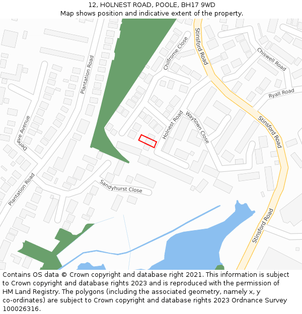 12, HOLNEST ROAD, POOLE, BH17 9WD: Location map and indicative extent of plot