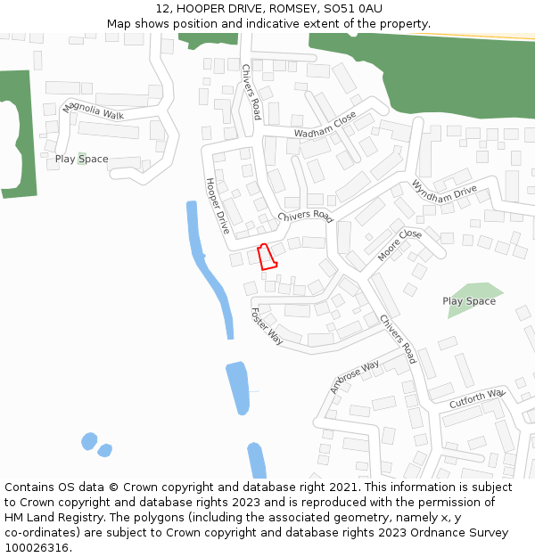 12, HOOPER DRIVE, ROMSEY, SO51 0AU: Location map and indicative extent of plot