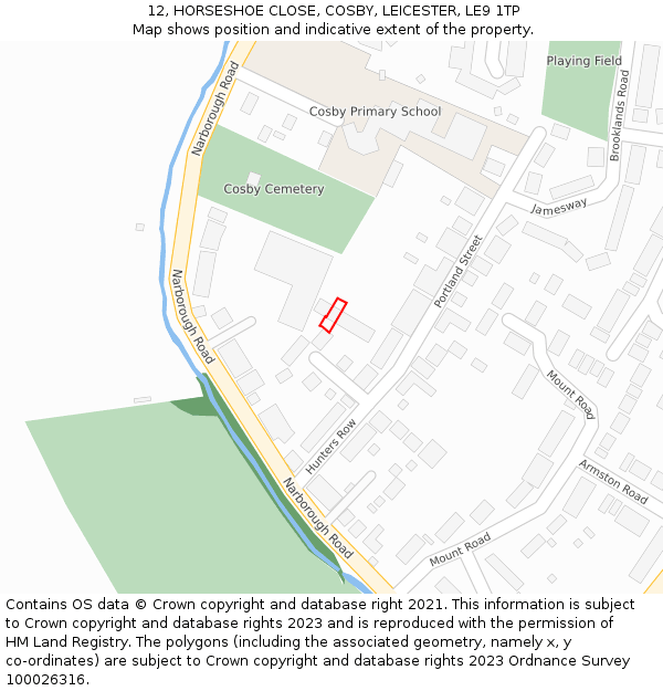 12, HORSESHOE CLOSE, COSBY, LEICESTER, LE9 1TP: Location map and indicative extent of plot