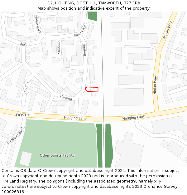 12, HOUTING, DOSTHILL, TAMWORTH, B77 1PA: Location map and indicative extent of plot