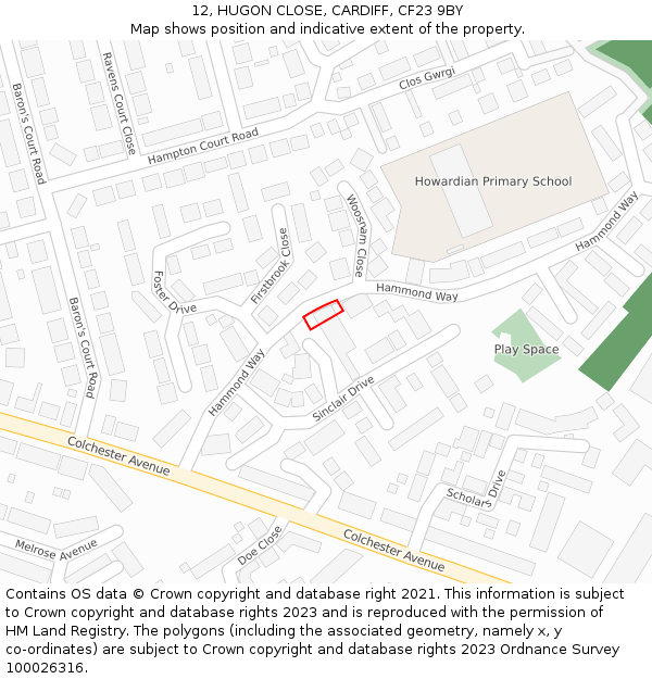12, HUGON CLOSE, CARDIFF, CF23 9BY: Location map and indicative extent of plot