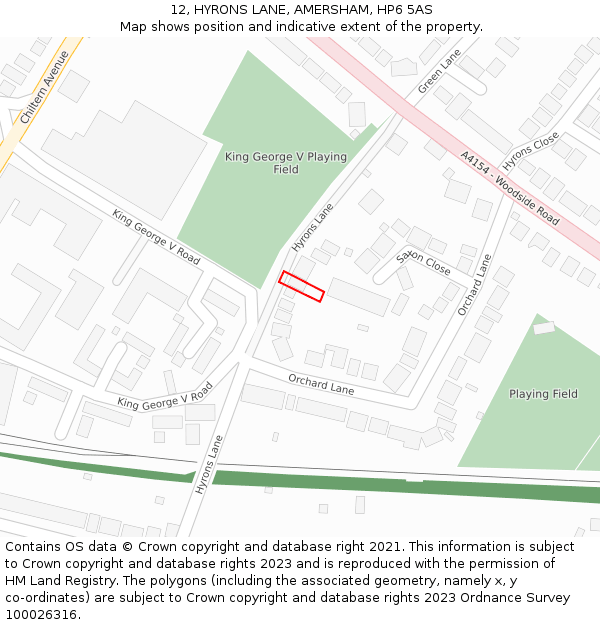 12, HYRONS LANE, AMERSHAM, HP6 5AS: Location map and indicative extent of plot