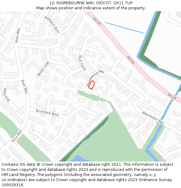 12, INGREBOURNE WAY, DIDCOT, OX11 7UP: Location map and indicative extent of plot
