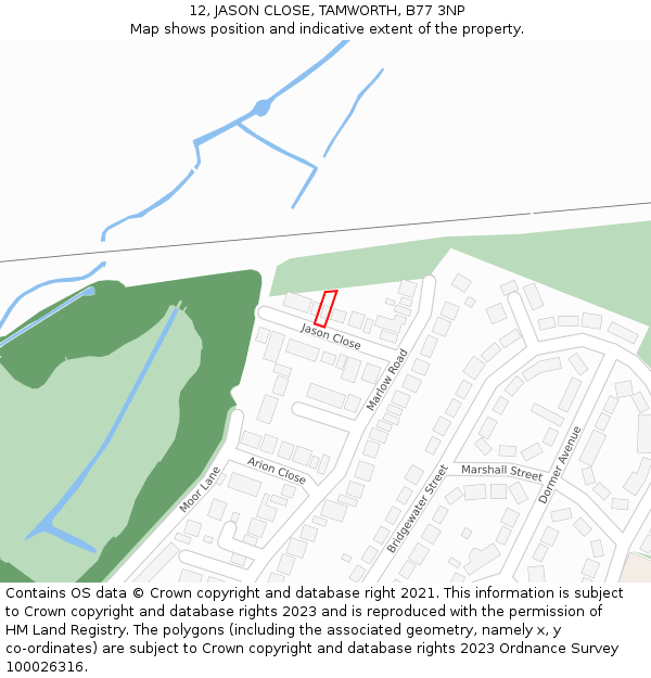 12, JASON CLOSE, TAMWORTH, B77 3NP: Location map and indicative extent of plot
