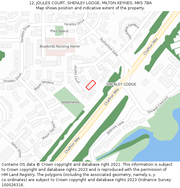 12, JOULES COURT, SHENLEY LODGE, MILTON KEYNES, MK5 7BA: Location map and indicative extent of plot