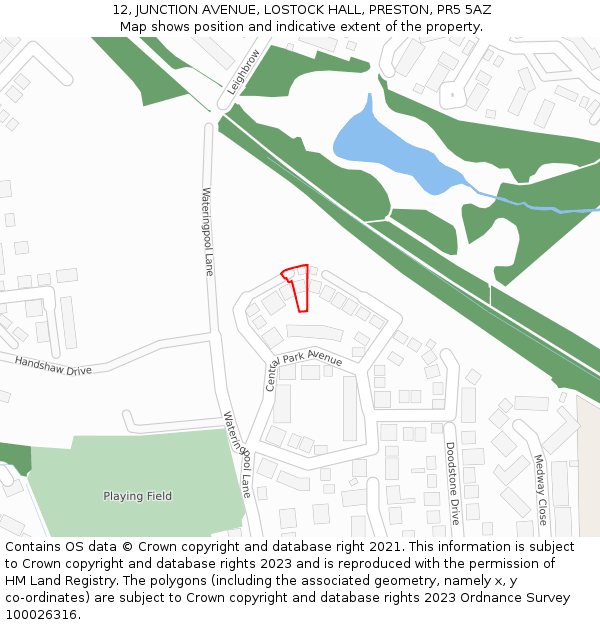12, JUNCTION AVENUE, LOSTOCK HALL, PRESTON, PR5 5AZ: Location map and indicative extent of plot