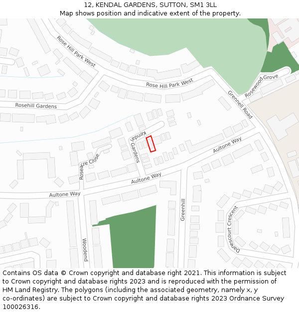 12, KENDAL GARDENS, SUTTON, SM1 3LL: Location map and indicative extent of plot