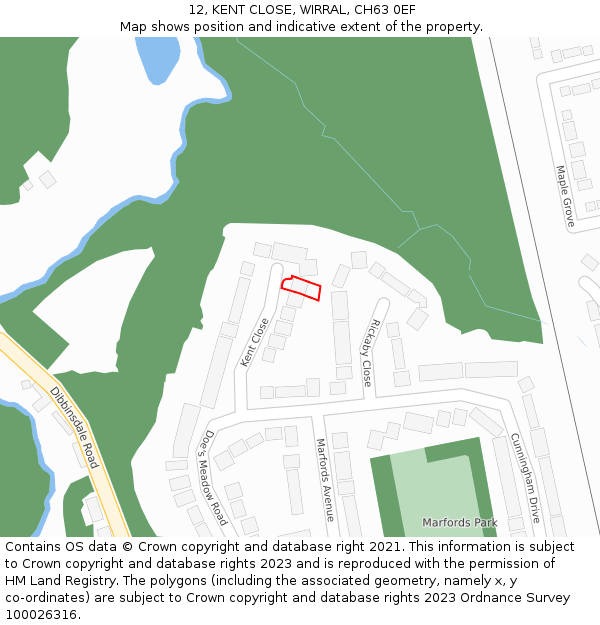 12, KENT CLOSE, WIRRAL, CH63 0EF: Location map and indicative extent of plot