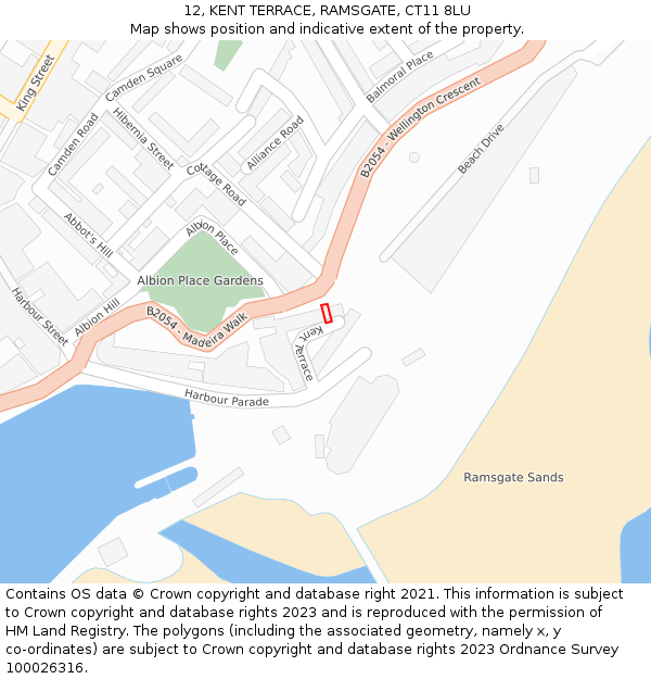 12, KENT TERRACE, RAMSGATE, CT11 8LU: Location map and indicative extent of plot