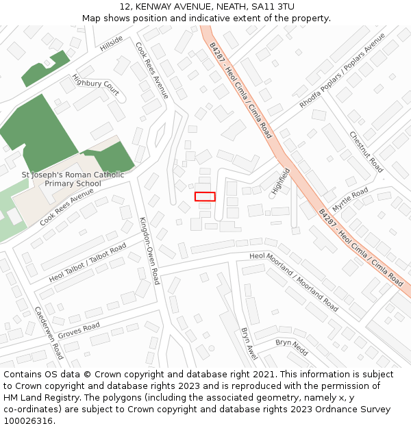 12, KENWAY AVENUE, NEATH, SA11 3TU: Location map and indicative extent of plot