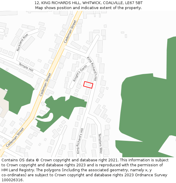 12, KING RICHARDS HILL, WHITWICK, COALVILLE, LE67 5BT: Location map and indicative extent of plot