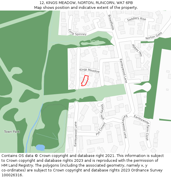 12, KINGS MEADOW, NORTON, RUNCORN, WA7 6PB: Location map and indicative extent of plot