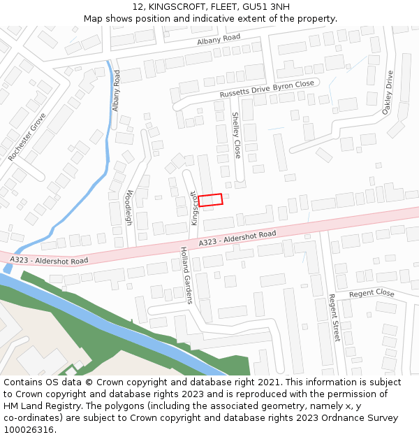 12, KINGSCROFT, FLEET, GU51 3NH: Location map and indicative extent of plot