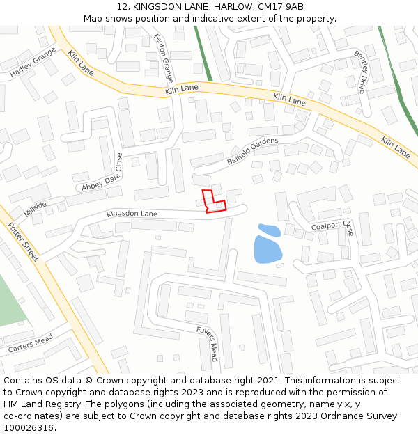 12, KINGSDON LANE, HARLOW, CM17 9AB: Location map and indicative extent of plot