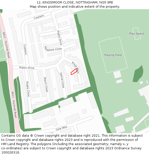 12, KINGSMOOR CLOSE, NOTTINGHAM, NG5 9RE: Location map and indicative extent of plot