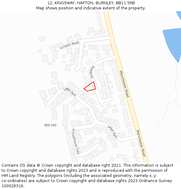 12, KINGSWAY, HAPTON, BURNLEY, BB11 5RB: Location map and indicative extent of plot