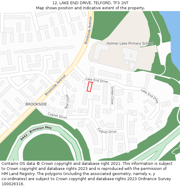 12, LAKE END DRIVE, TELFORD, TF3 1NT: Location map and indicative extent of plot