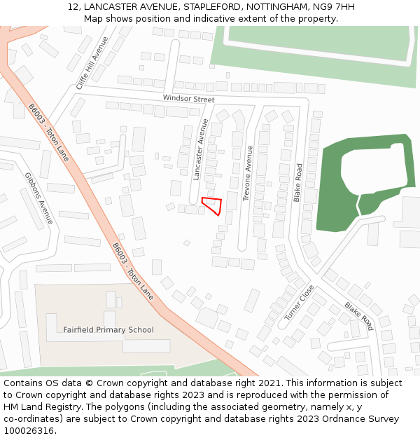 12, LANCASTER AVENUE, STAPLEFORD, NOTTINGHAM, NG9 7HH: Location map and indicative extent of plot