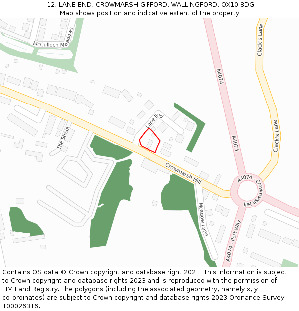 12, LANE END, CROWMARSH GIFFORD, WALLINGFORD, OX10 8DG: Location map and indicative extent of plot
