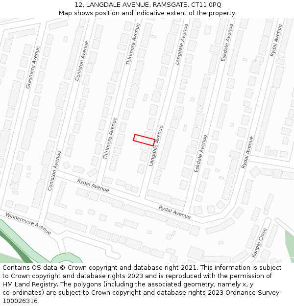 12, LANGDALE AVENUE, RAMSGATE, CT11 0PQ: Location map and indicative extent of plot