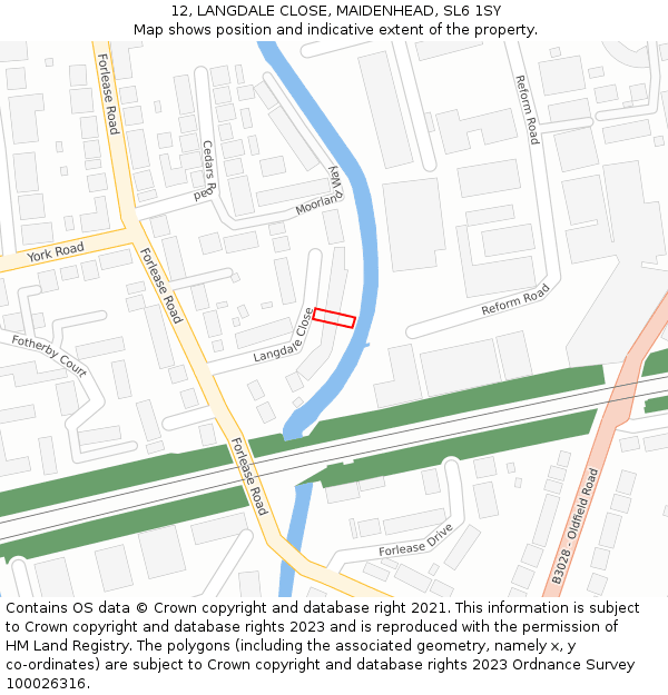12, LANGDALE CLOSE, MAIDENHEAD, SL6 1SY: Location map and indicative extent of plot