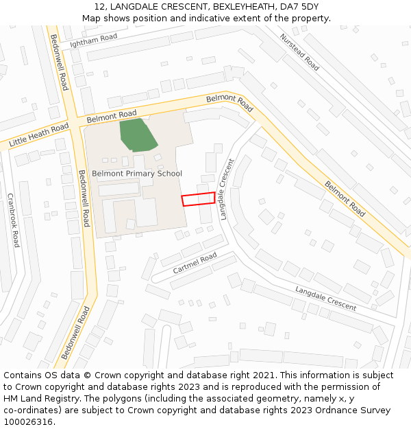 12, LANGDALE CRESCENT, BEXLEYHEATH, DA7 5DY: Location map and indicative extent of plot