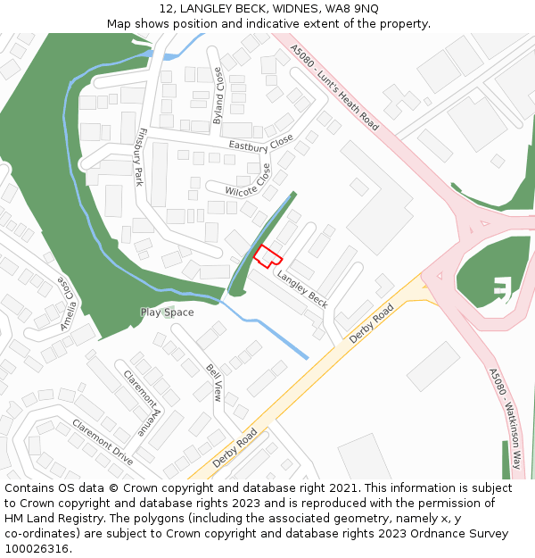 12, LANGLEY BECK, WIDNES, WA8 9NQ: Location map and indicative extent of plot