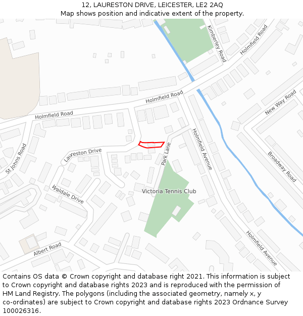 12, LAURESTON DRIVE, LEICESTER, LE2 2AQ: Location map and indicative extent of plot